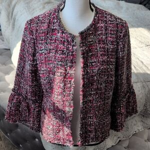 Ann Taylor Pink and Black Tweed Blazer
